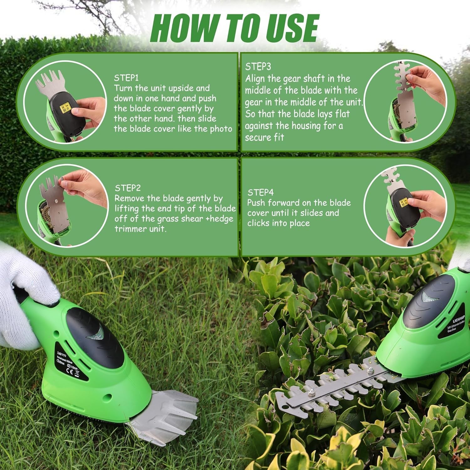 2-in-1 Electric Hand Held Grass Shear Hedge Trimmer Shrubbery Clipper Cordles…