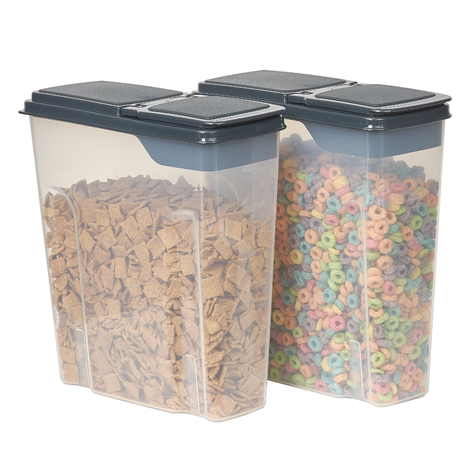 2-Pack Plastic Cereal Keeper Storage Containers, Kitchen Pantry Organizer Canist