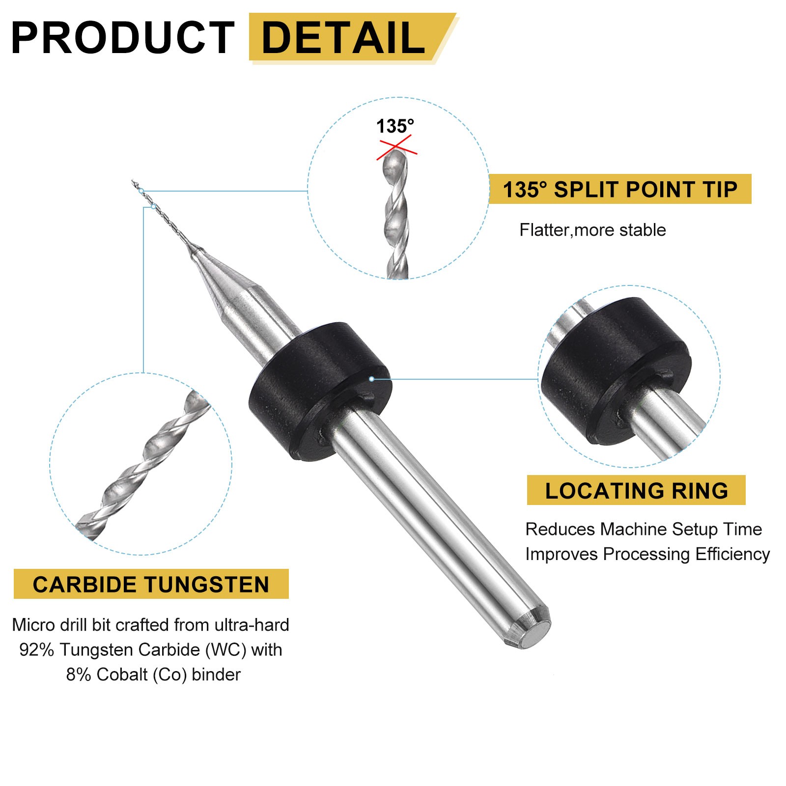 0.35mm Micro Drill Bits 3.175mm Shank Carbide for Print Circuit Board 20pcs