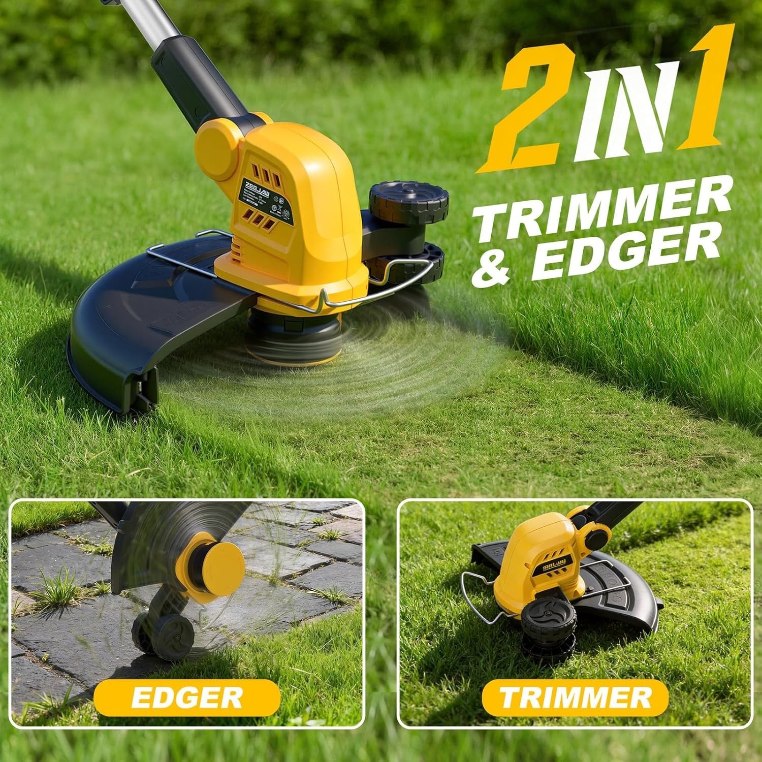 2-in-1 Cordless Leaf Blower & String Trimmer Kit 150 MPH 12 Inch, 2×2.0Ah