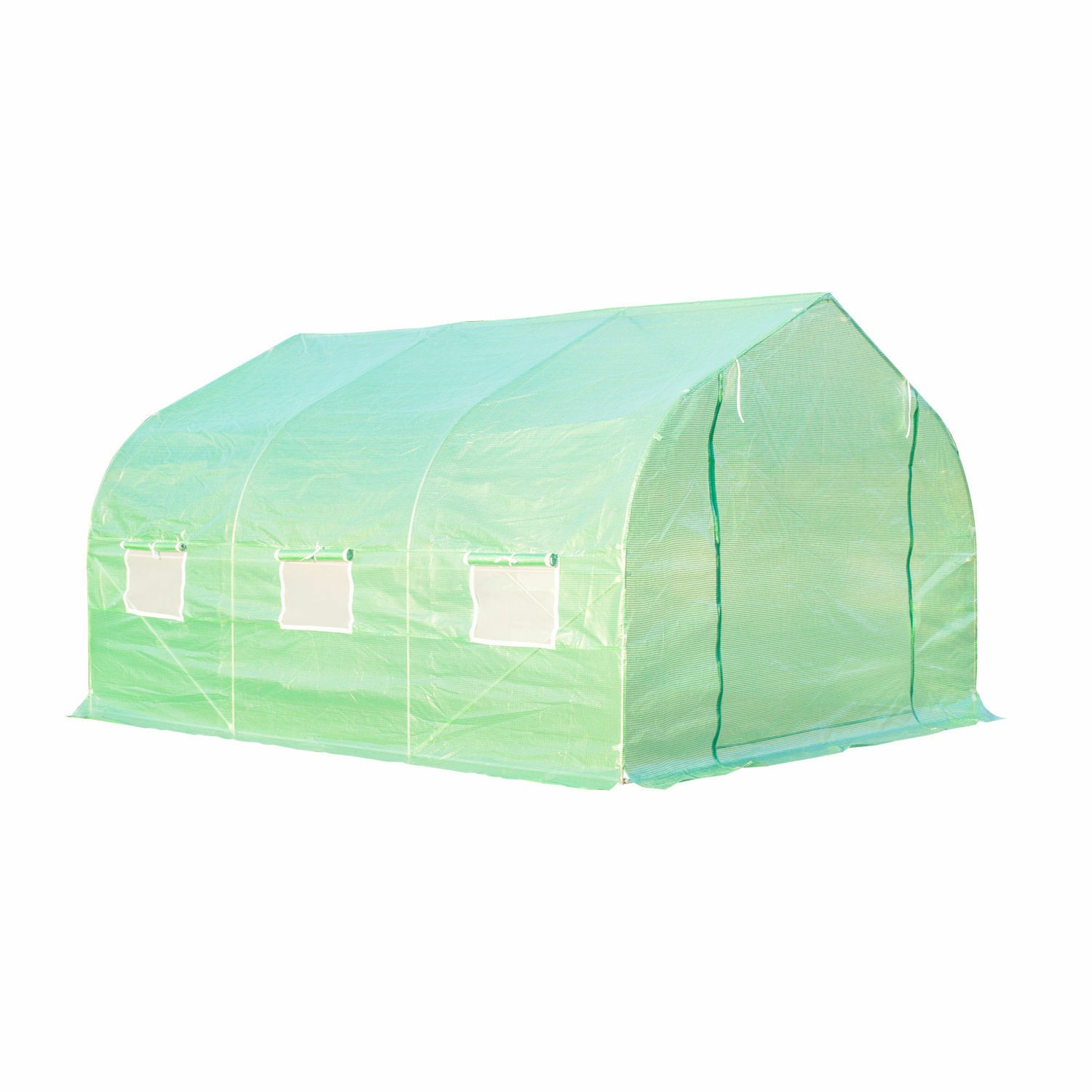 Walk-In Tunnel Greenhouse 11.4 x 9.8 x 6.8 ft Roll-Up Door 6 Windows