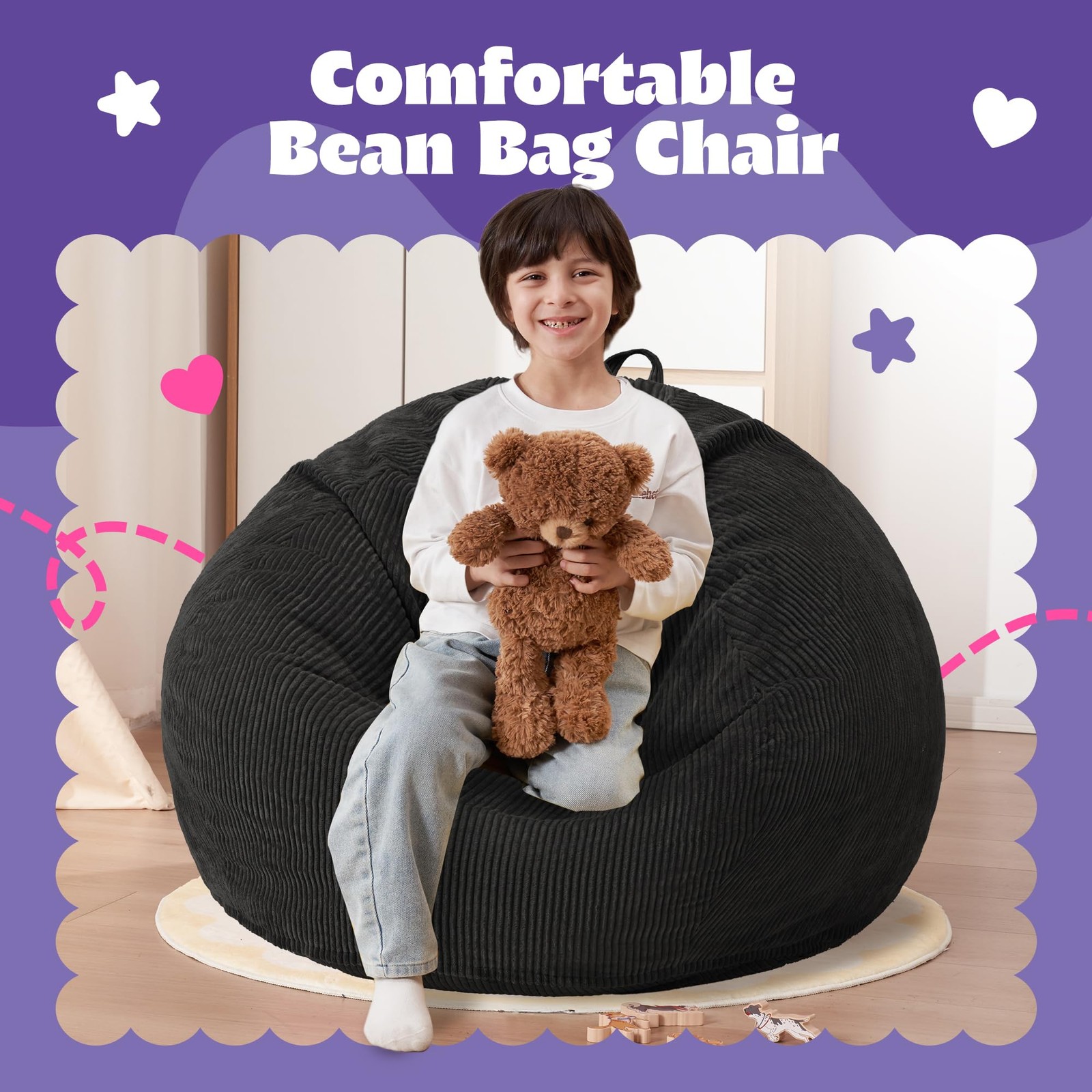 HABUTWAY 2FT Bean Bag Chair,Giant Bean Bag Chairs for Teens Adults,Big Bean B…