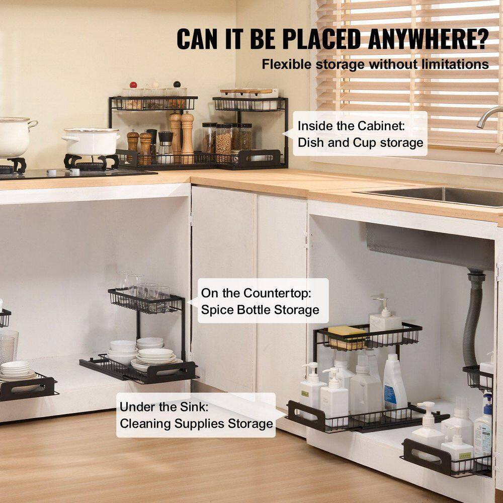2-Piece 2-Tier Wire Pull-Out Cabinet Organizer – 10.7 In. X 14.2 In. under Sink
