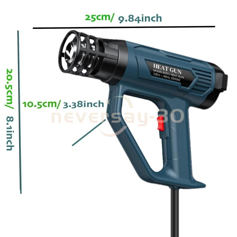 2500W Heat Gun Electric Hot Air Gun Dual Temperature Power Heater 4 Nozzles Tool