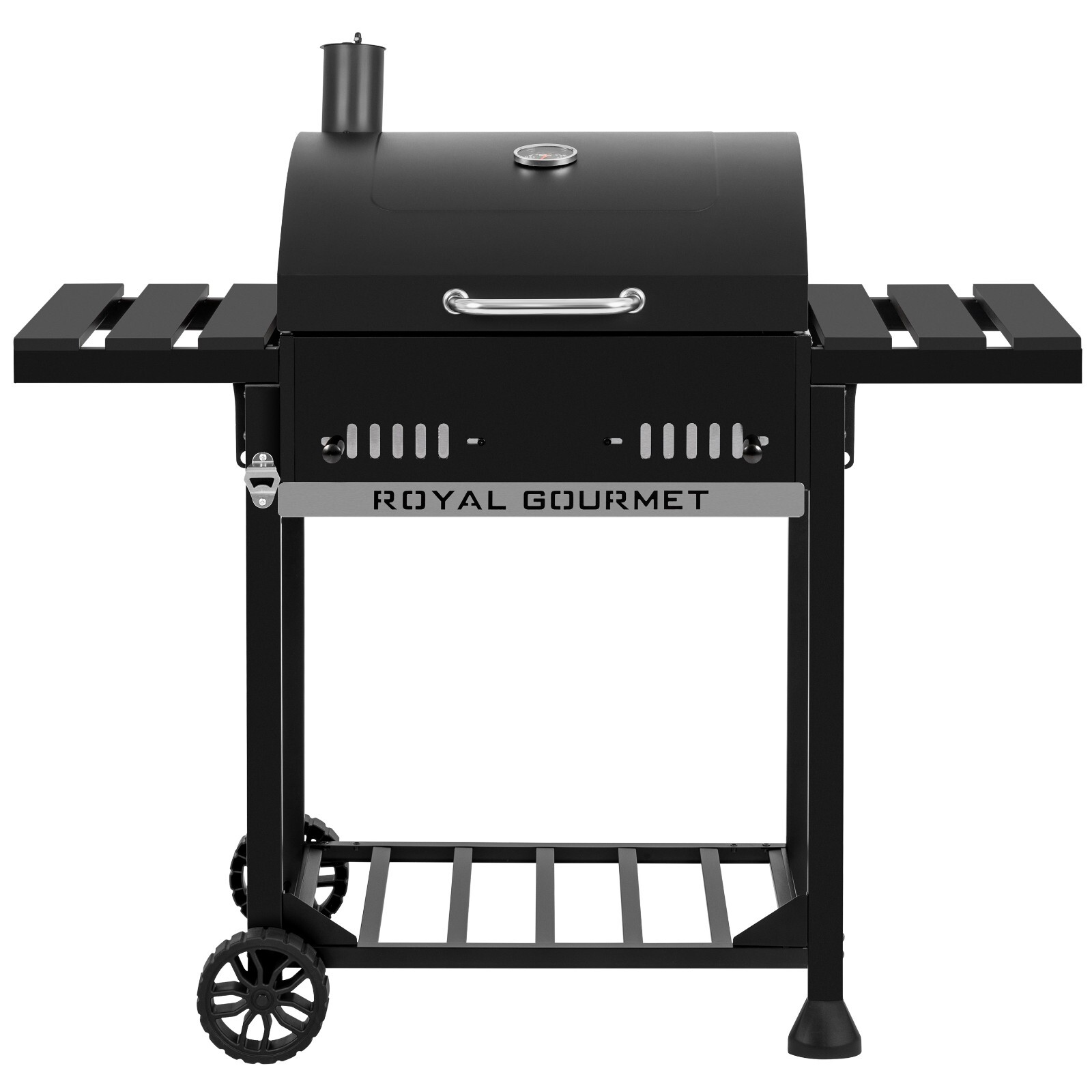 Royal Gourmet 24-Inch Movable Charcoal BBQ Grill with Foldable Side Shelves