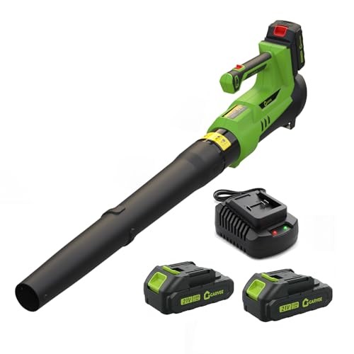 Cordless Leaf Blower, 6-Variable Speed, 550CFM & 130MPH, Electric Leaf Green