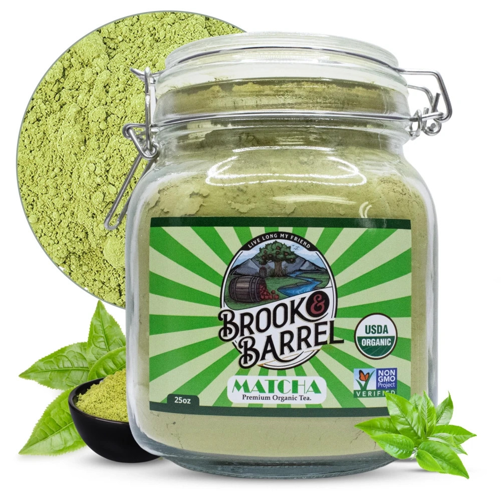 Brook & Barrel USDA Organic Ceremonial Matcha Green Tea Powder 1.6lbs Glass Jar