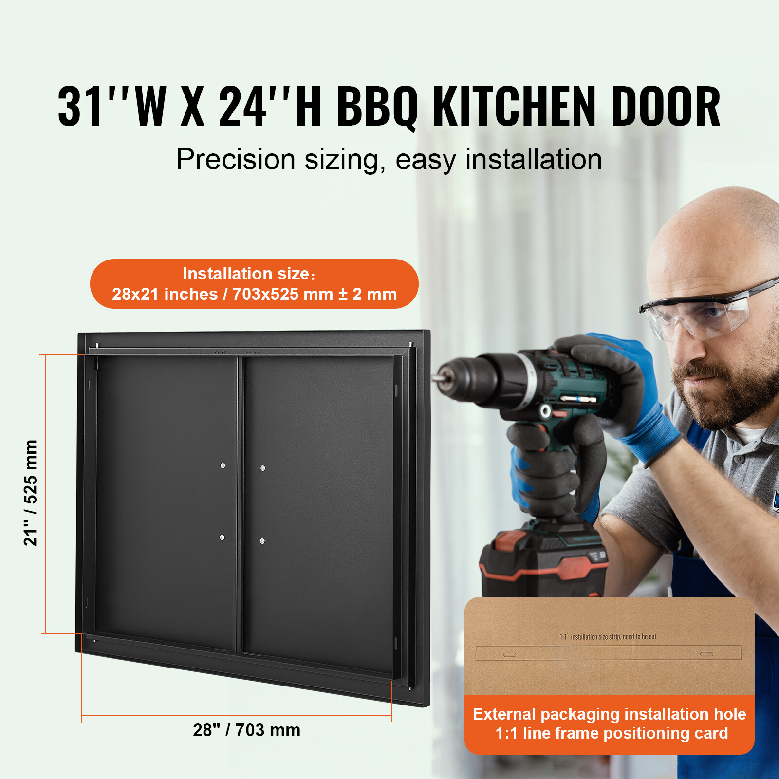 VEVOR 31×24 Inch BBQ Island Access Door Outdoor Kitchen Door Cold Plate