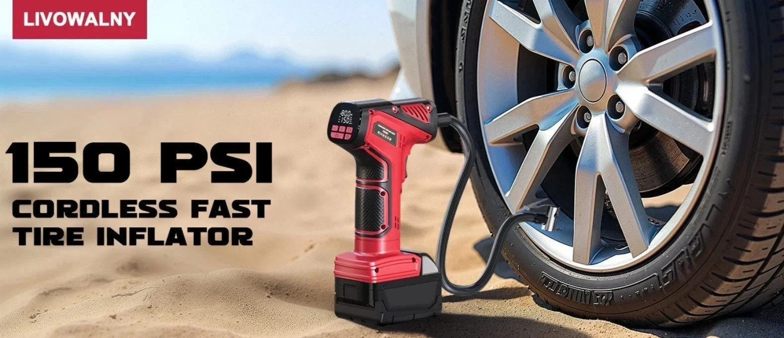 Cordless Tire Inflator Air Compressor for Milwaukee 18V Battery 150PSI Tool Only