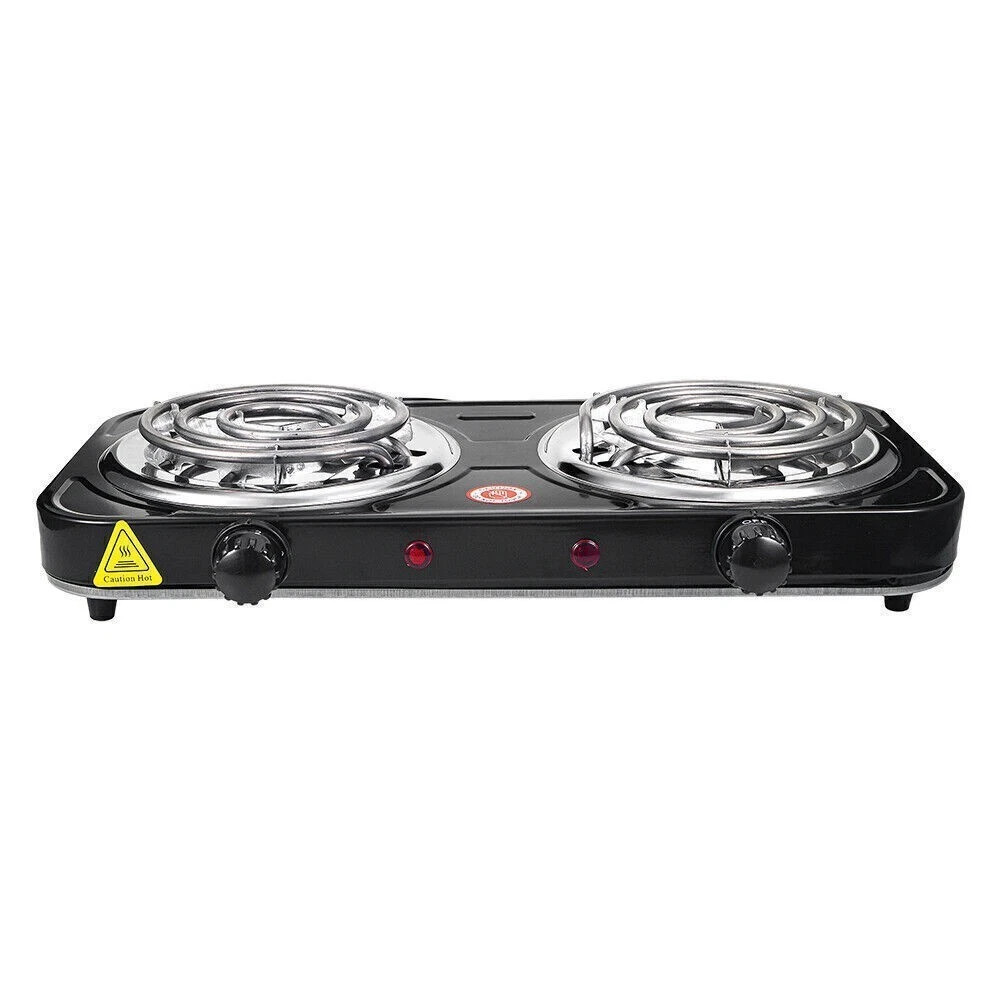 Portable Kitchen Electric Double Burner Hot Plate Cooktop Cooking Stove 2000W