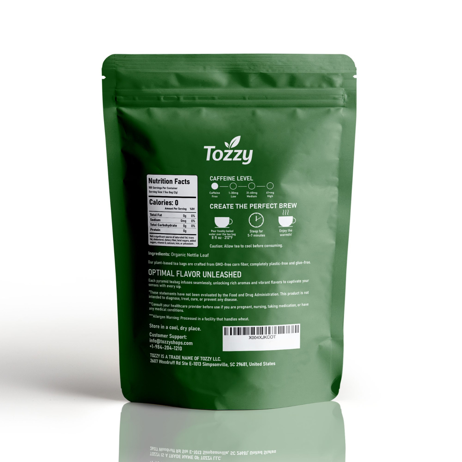 Organic Nettle Leaf Tea Bags – 100 Count (Plant-Based Pyramid Tea Bags)