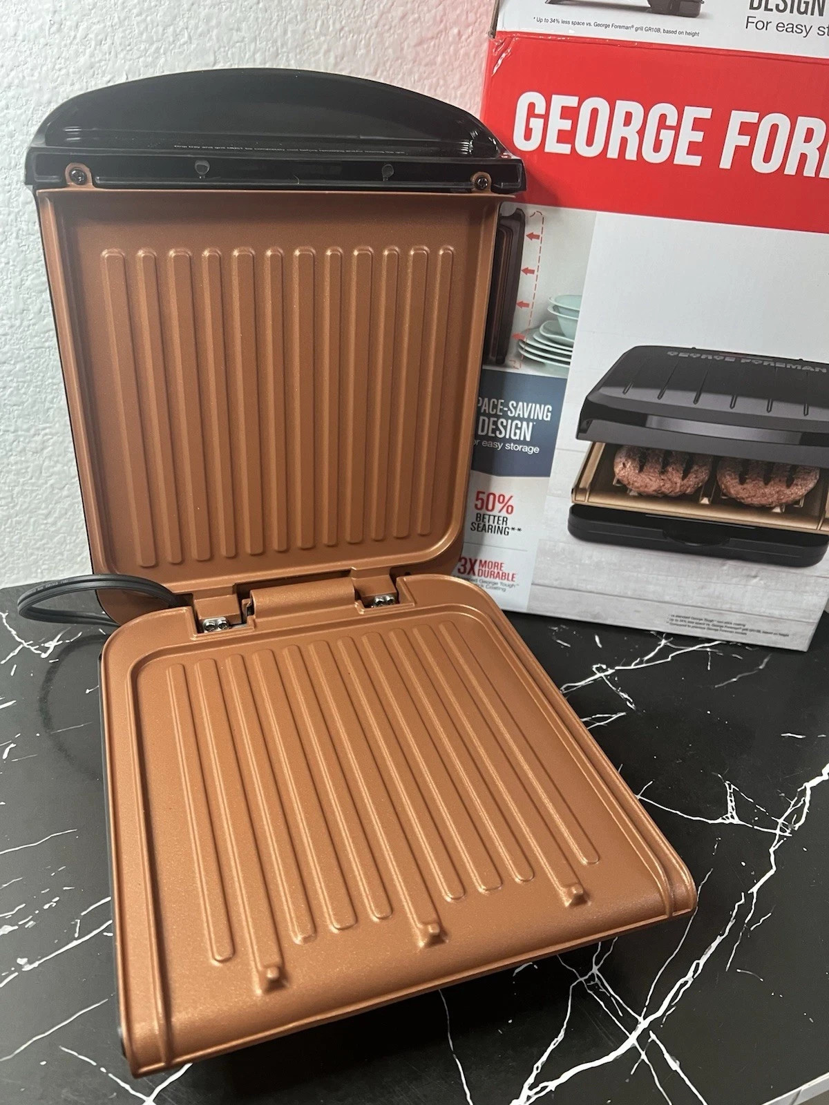 George Foreman GR012F-1TG: 2 Serving Contact Grill – Bronze & Black