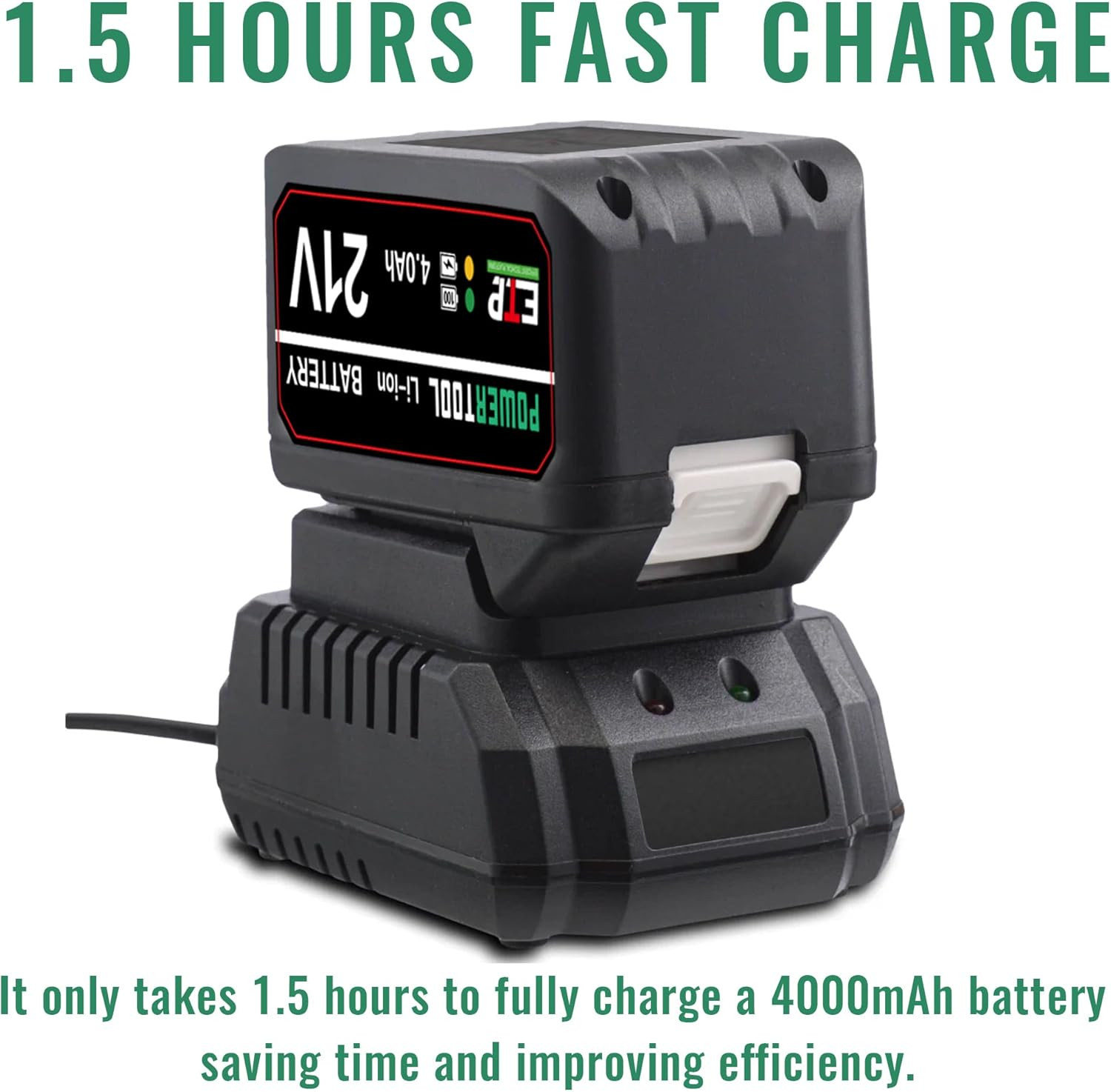 21V Battery Rapid Charger Base, Single Port Fast Charger Compatible 21V Lithium-