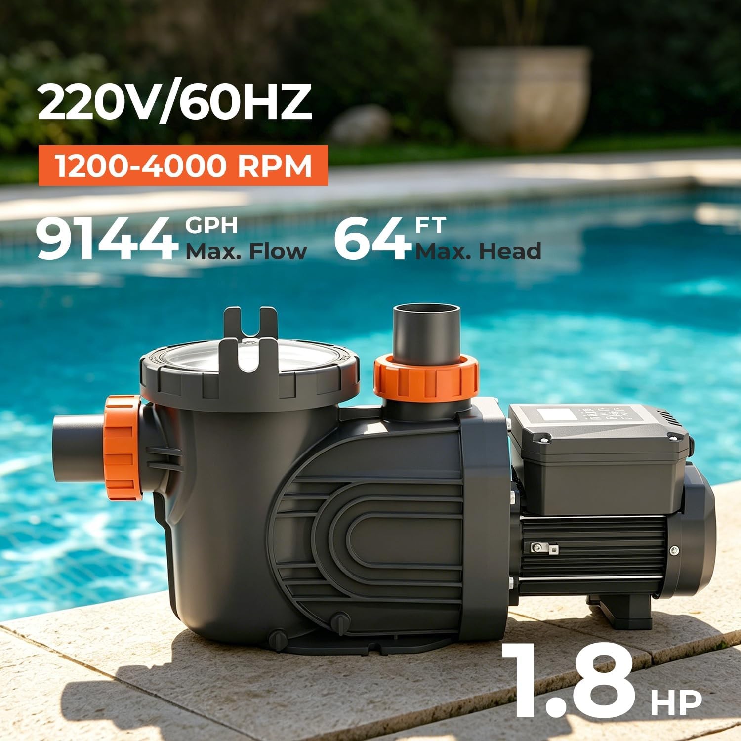Varpoolfaye 1.8HP Inground Swimming Pool Pump Variable Speed Energy Saving 240v