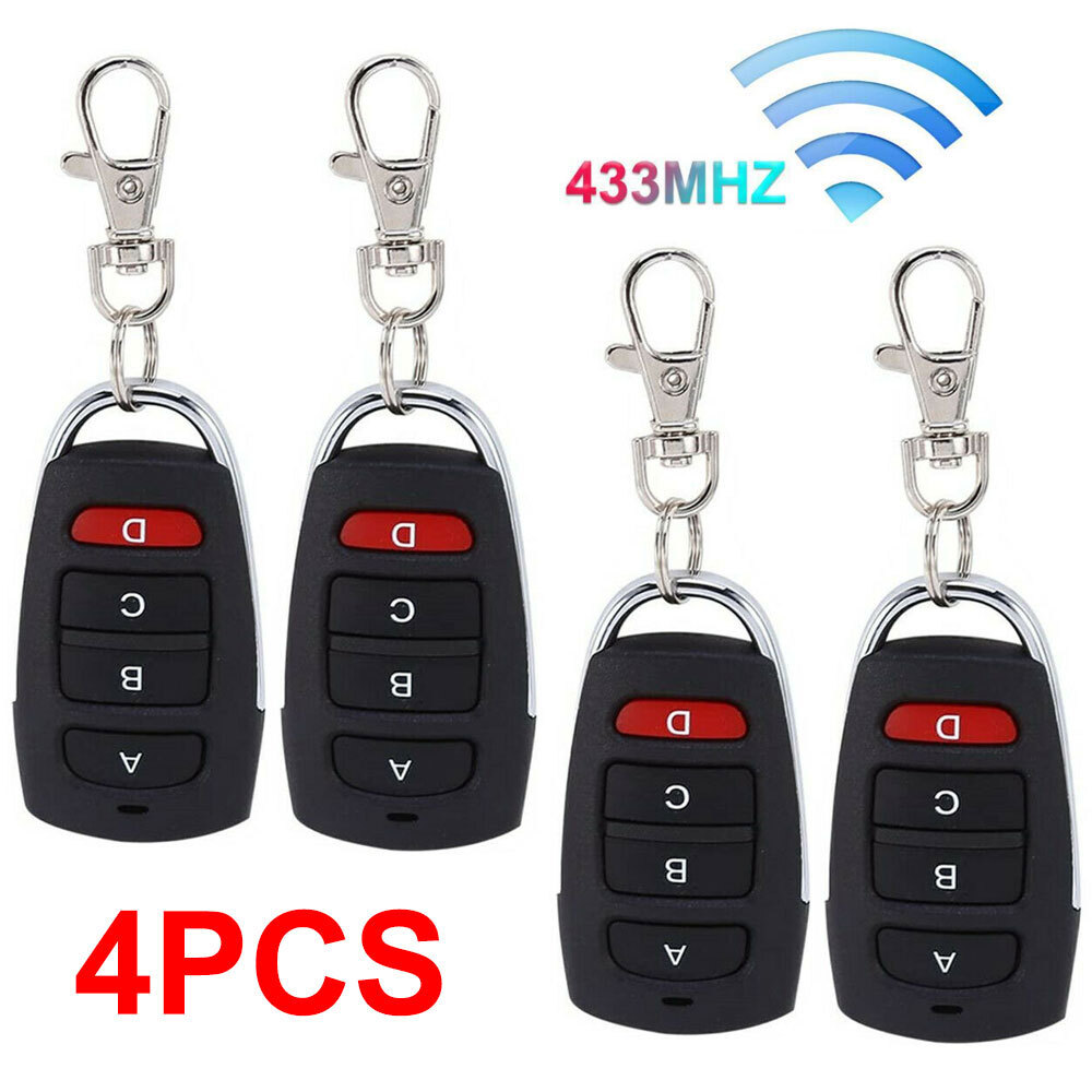 4PC Universal 433mhz Electric Garage Door Cloning Remote Control Key Fob Opener-