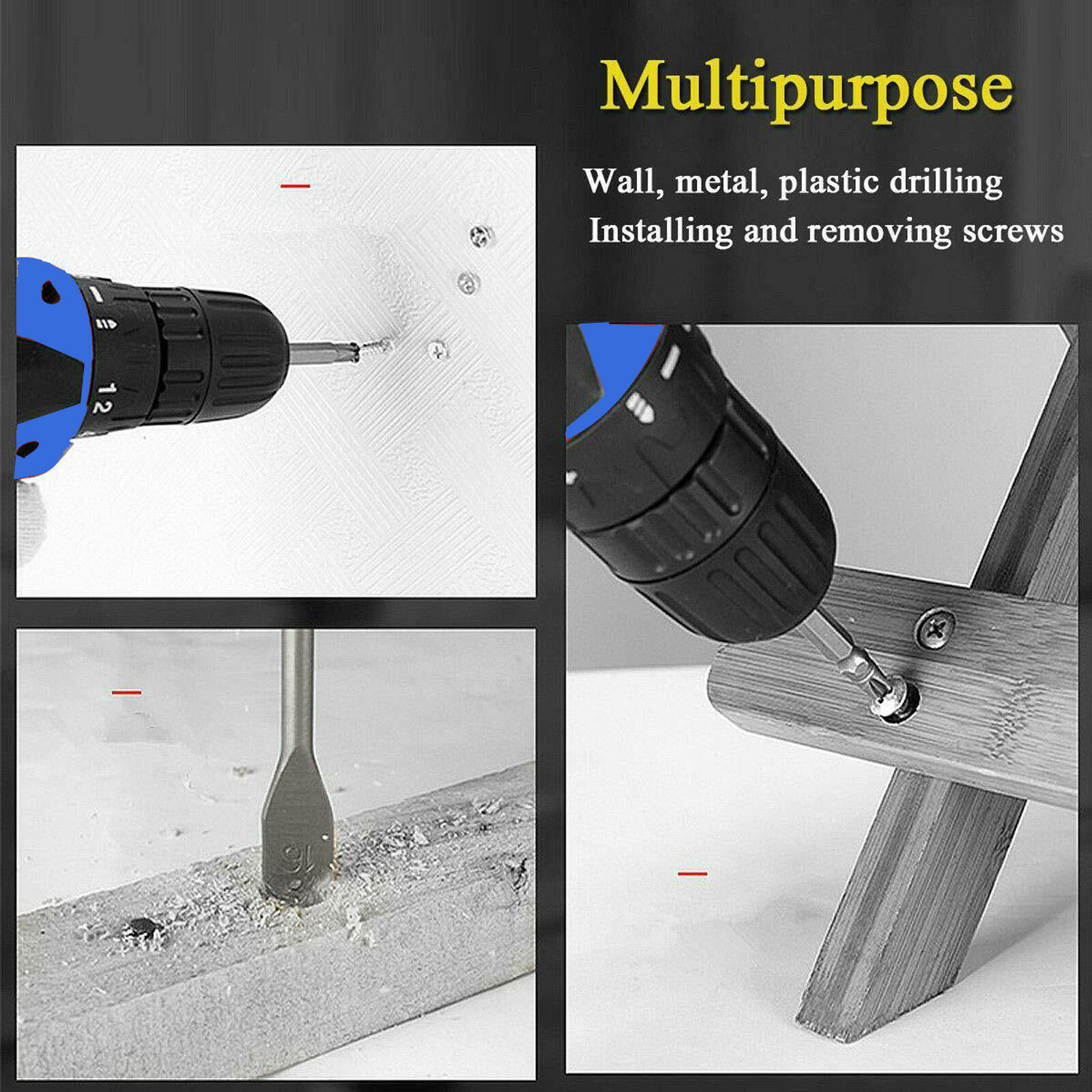 21V CORDLESS COMBI DRILL DRIVER ELECTRIC POWER SCREWDRIVER WITH BITS SET+BATTERY