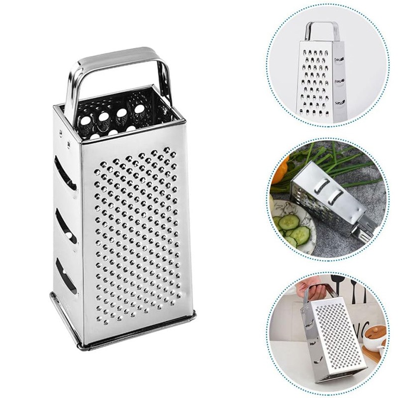 Kitchen Stainless Steel 4-Sided Box Food Grater Vegetable Cheese Slicer Shredder