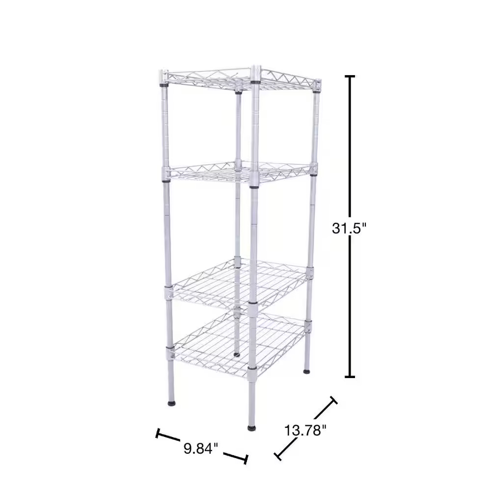 Silver 4-Tier Heavy Duty Steel Freestanding Garage Storage Shelving Unit (9.84 I