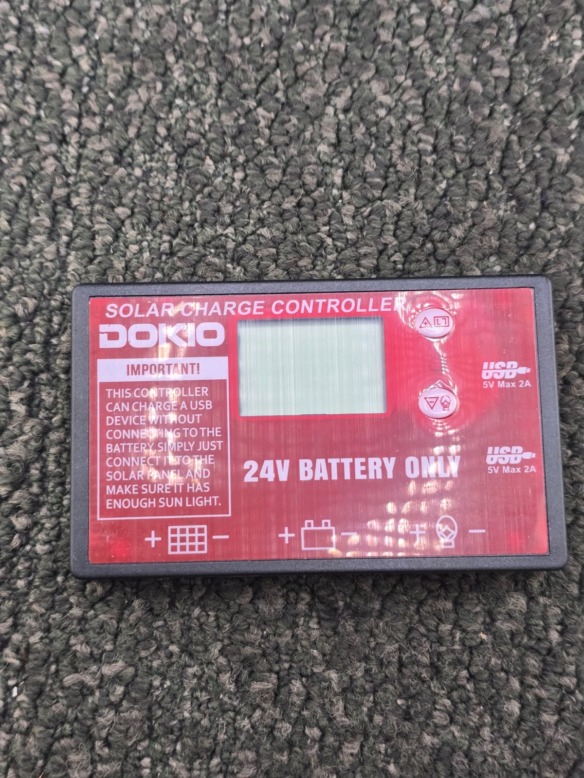 DOKIO SOLAR CHARGE CONTROLLER 24 VOLT BATTERY ONLY RED