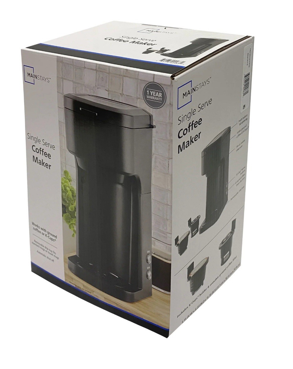 Mainstays Single Serve and K-Cup Coffee Maker – Black