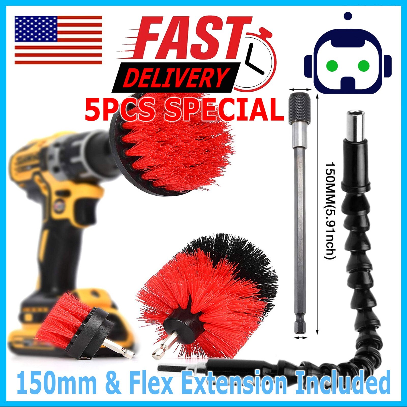 Drill Brush Set Power Scrubber Drill Attachments For Carpet Tile Grout Cleaning