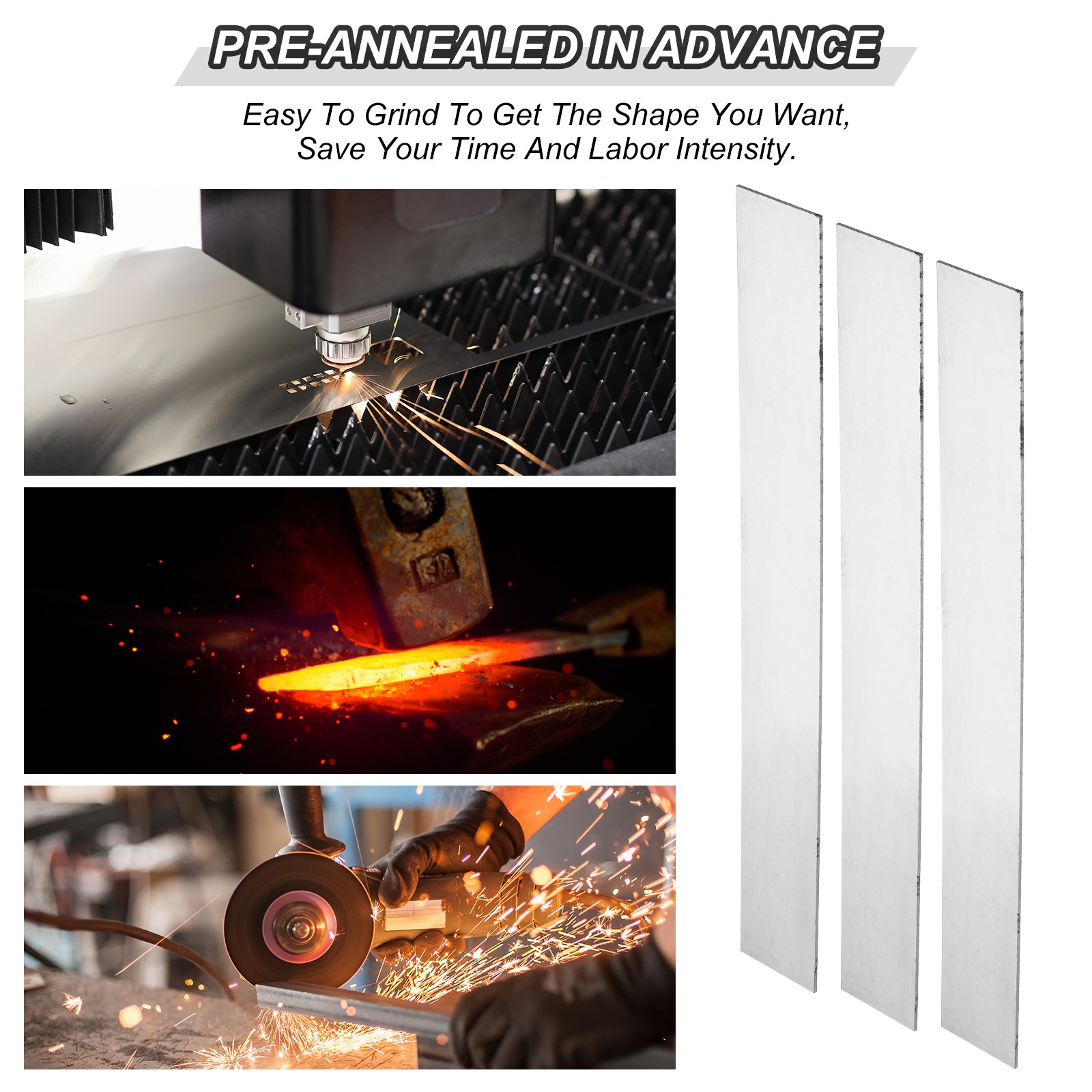 5 Pack 15N20 Steel for Knife Making Steel 12″ x 1 1/2″ x 1/16″ Steel