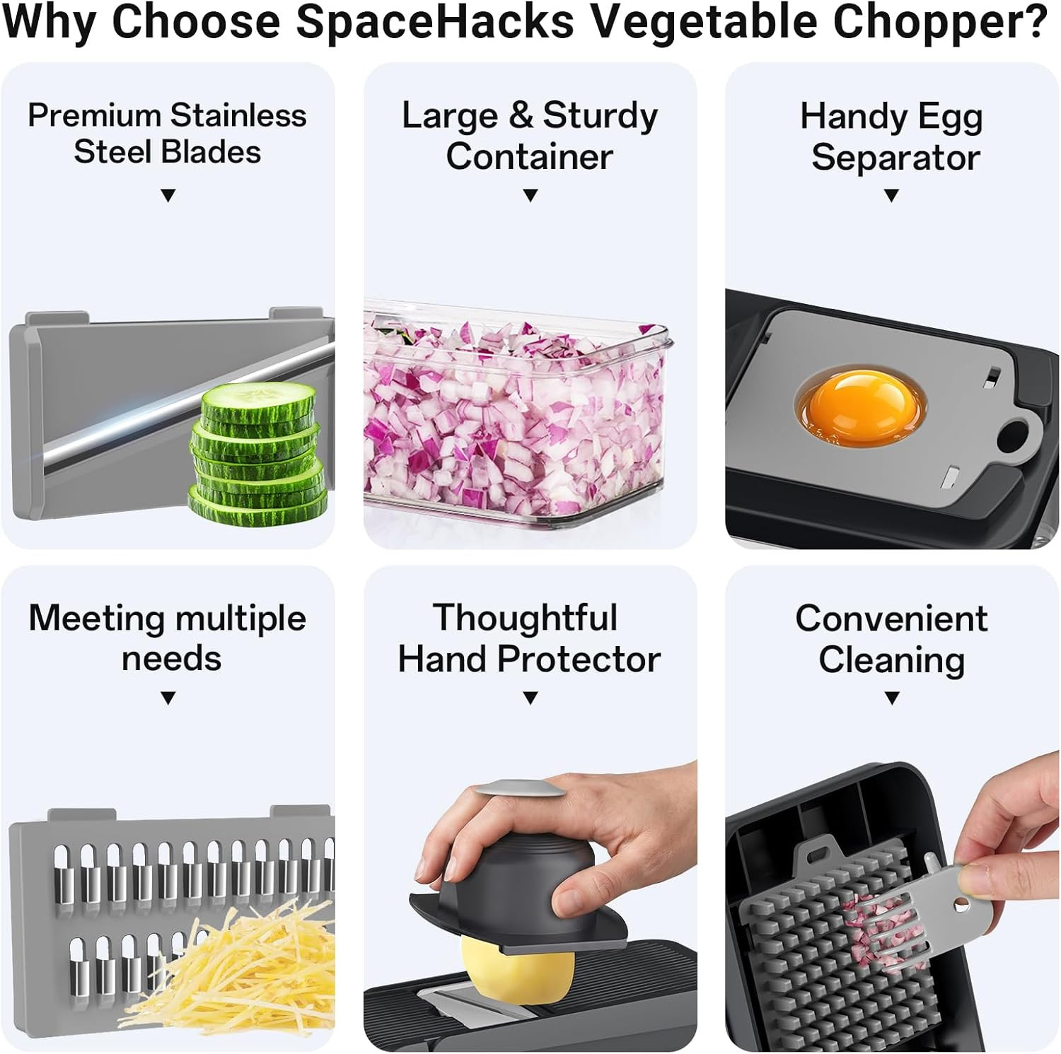 12-in-1 Vegetable Chopper Kitchen Gadget w/ 7 Blades Onion Cutter