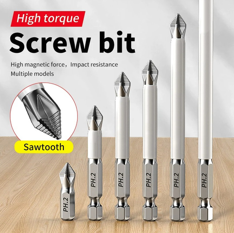 6PCS Magnetic Cross Head Screwdriver Bits Set S2 Steel Electric Drill Kit – NEW