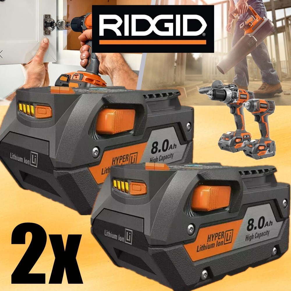 2PACK For Ridgid 18V R840085 8.0Ah Lithium-ion Battery /Charger 18Volt R840087