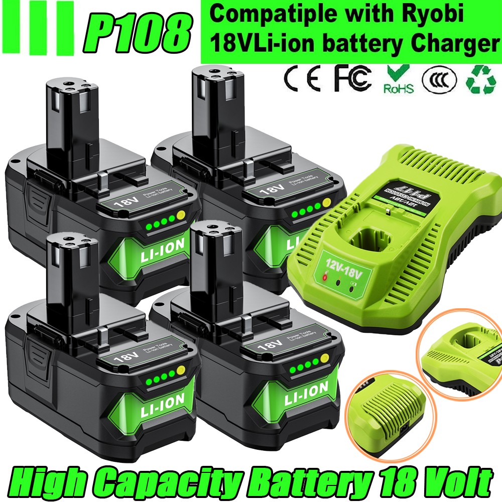 8.0Ah For P108 18V Battery High Capacity 8000mAh One Plus Battery/Charger