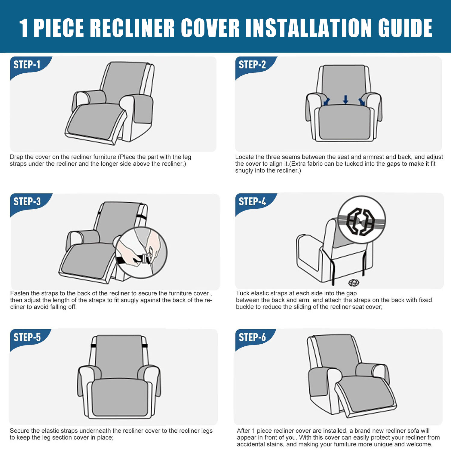 100% Waterproof Recliner Chair Cover Non Slip Recliner Covers for Recliner Chair