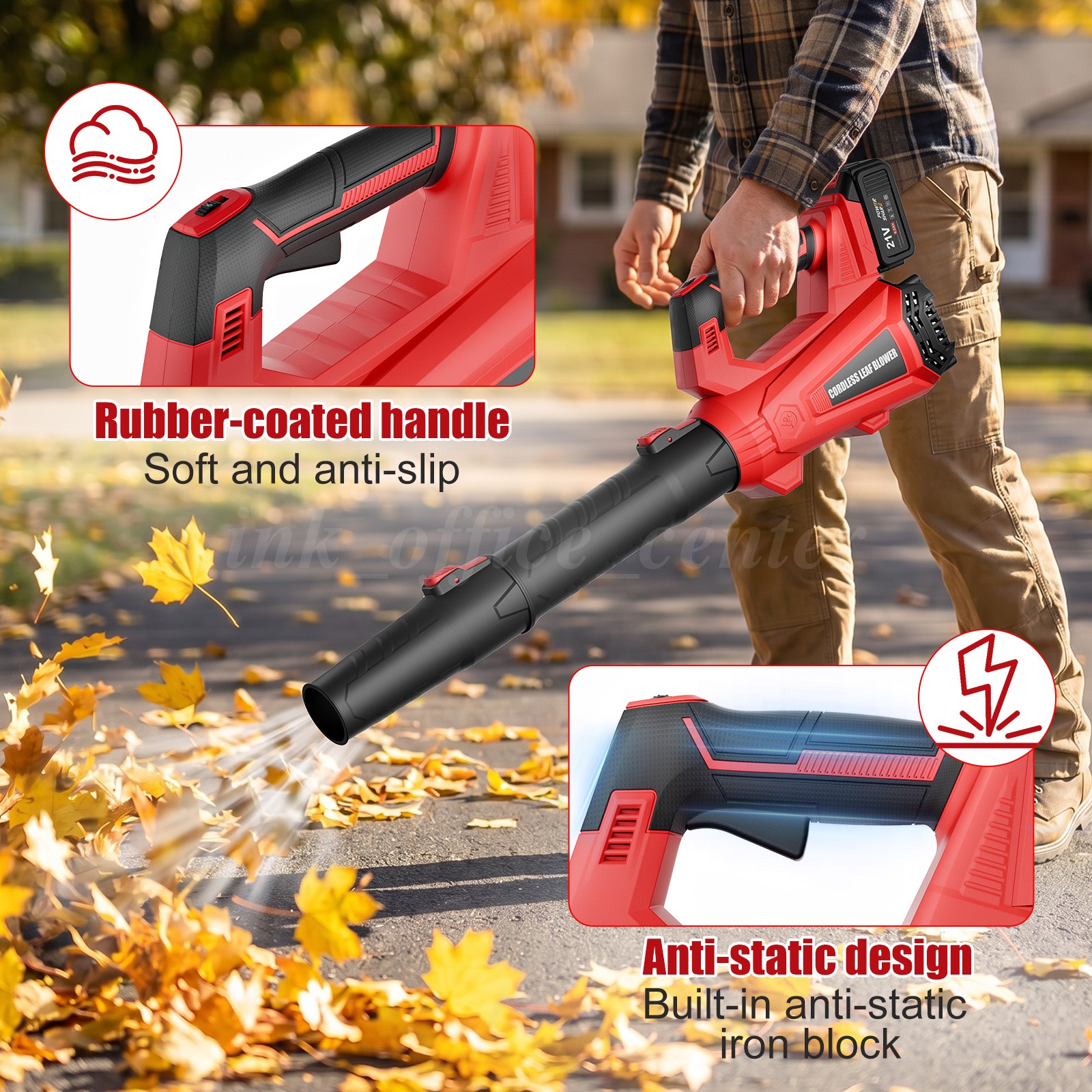 6-Speed Cordless Leaf Blower 930CFM 197MPH 2x4000mAh Batteries For Yard Clean