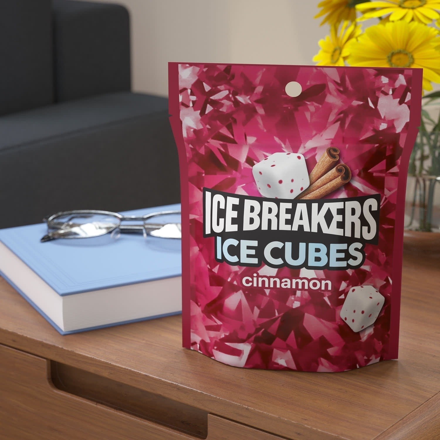Ice Breakers Ice Cubes Sugar-Free Cinnamon Chewing Gum – 8.11 oz Pouch