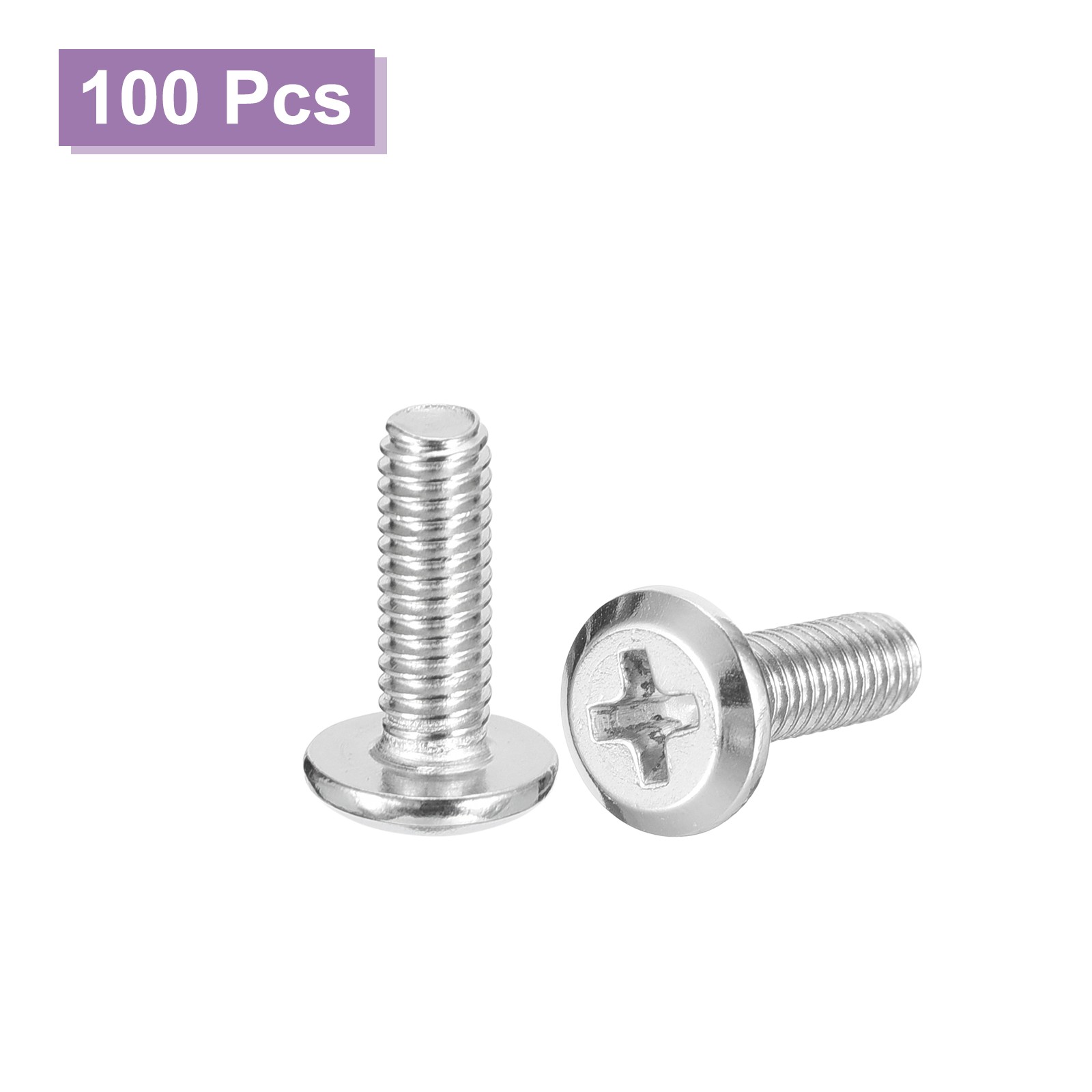 M4x12mm Flat Round Head Phillips Head Screw, 100Pcs Phillips Drive Machine Screw