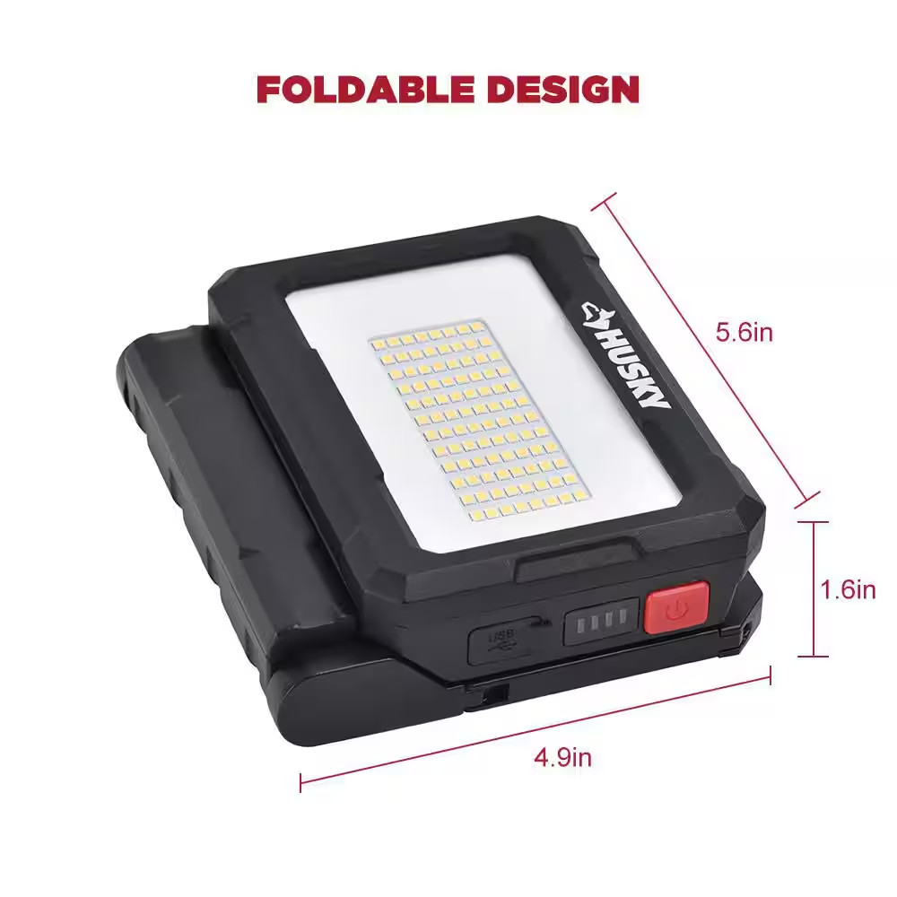 2500 Lumens Dual Power Rechargeable Battery or Solar Powered LED Work Light
