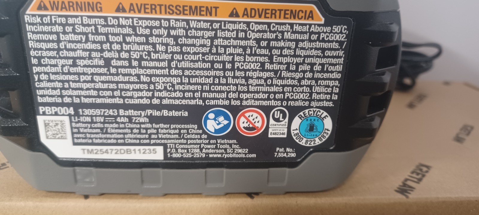 Ryobi P197 18V ONE+ 4.0Ah Lithium-ion Battery Pack with Charger PCG002
