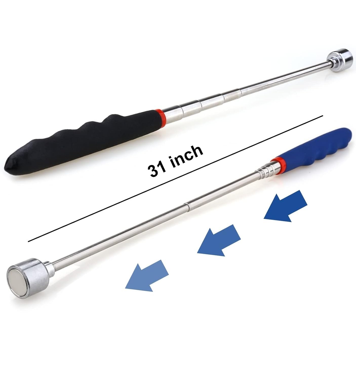 2x 30in Magnetic Telescoping Pickup Rod Tool 20lb Magnet Grabber Extension Stick