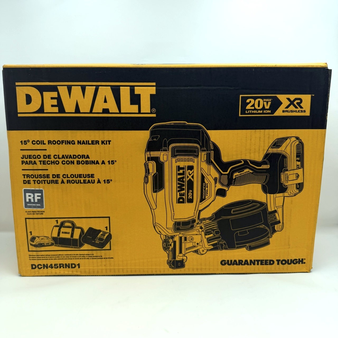 DEWALT DCN45RND1 20V MAX 15 Cordless Coil Roofing Nailer Kit Battery NEW