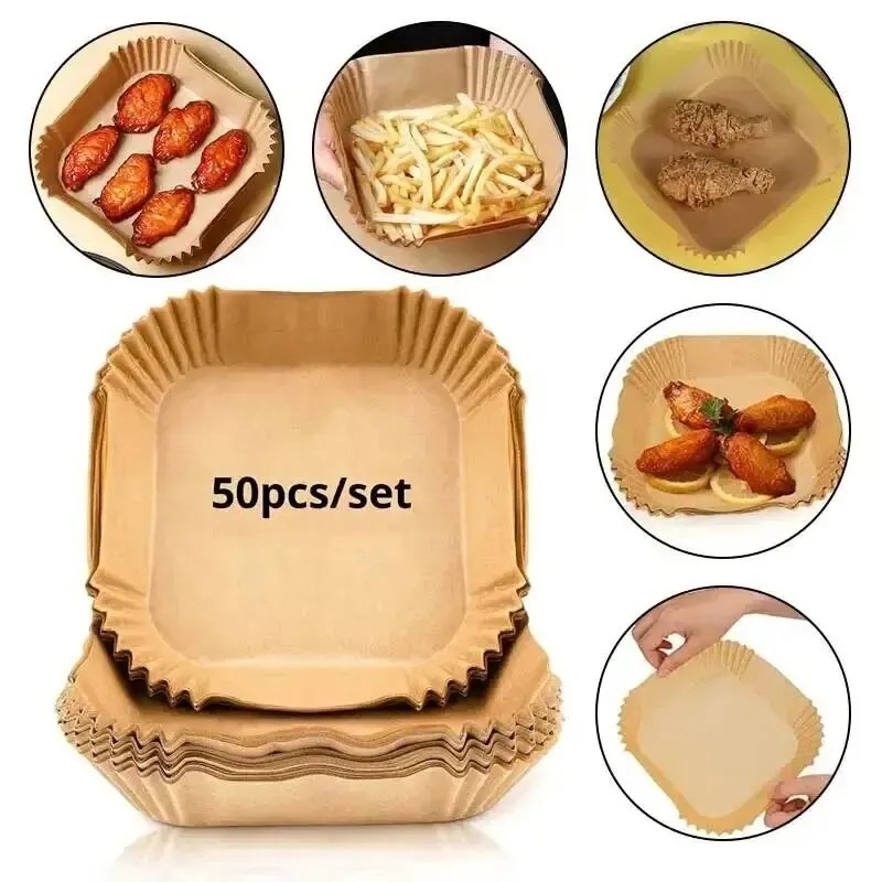 100 Pack Non-stick Baking Parchment Paper Liners Non-Stick Air Fryer Disposable
