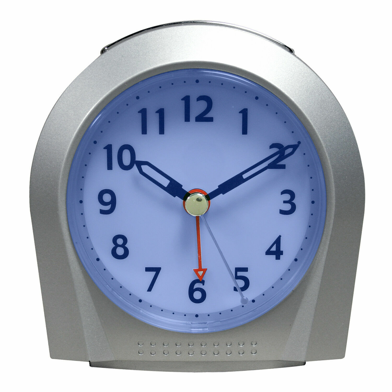 21103 Equity by La Crosse Night Vision Silent Sweep Analog Alarm Clock – Silver