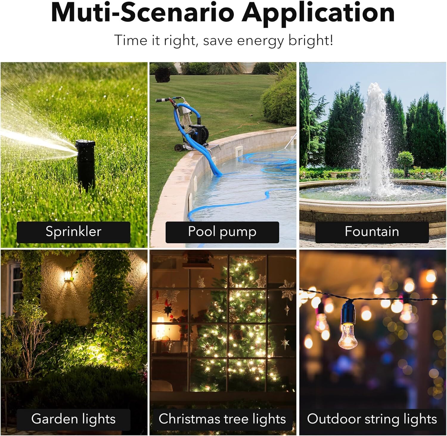 HBN 24Hr Mechanical Outdoor Timer Waterproof 2 Grounded Timer Outlets For Lights