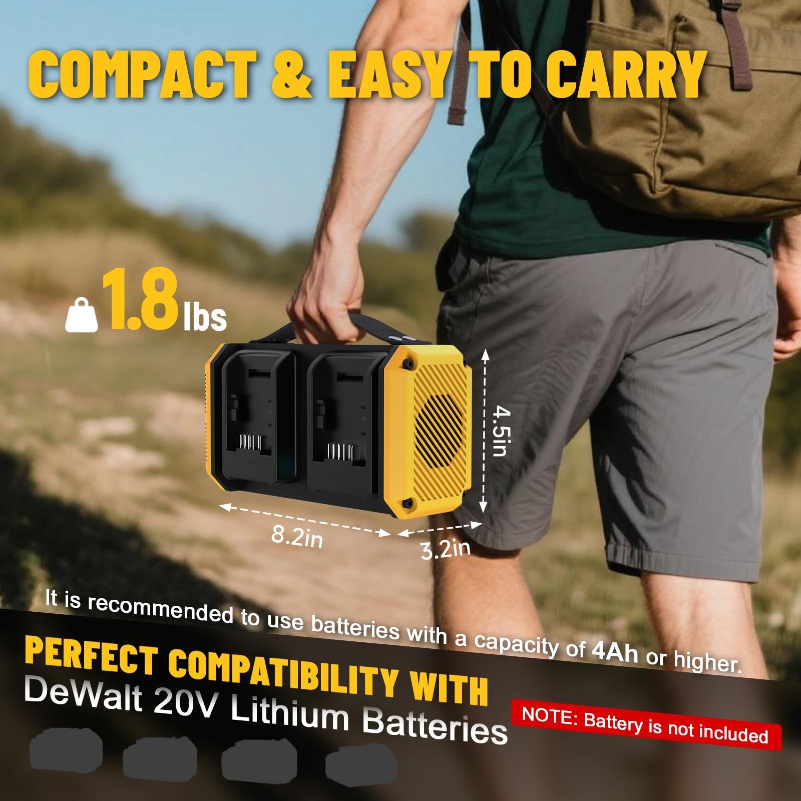 350W Pure Sine Wave Inverter for Dewalt 20V Max Battery 140W PD3.1 GaN Charger