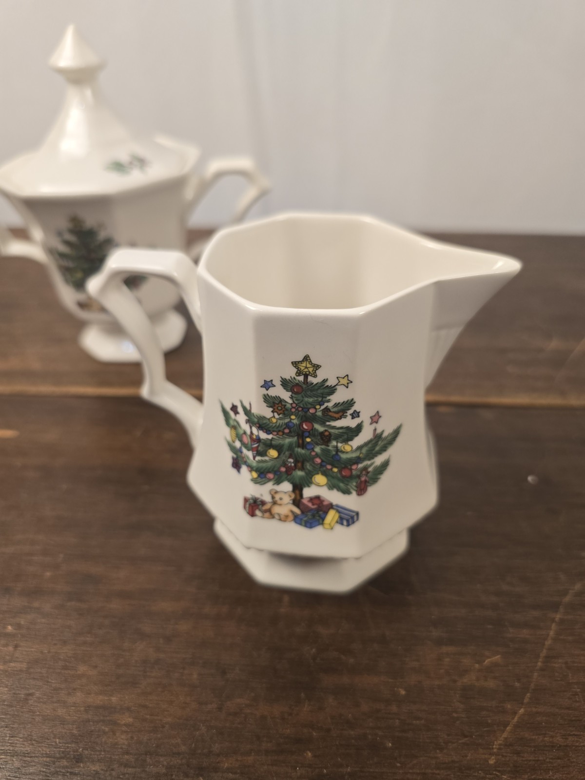 3pc VTG Nikko Classic Collection Ironstone Christmas Octagon Sugar & Creamer/Lid