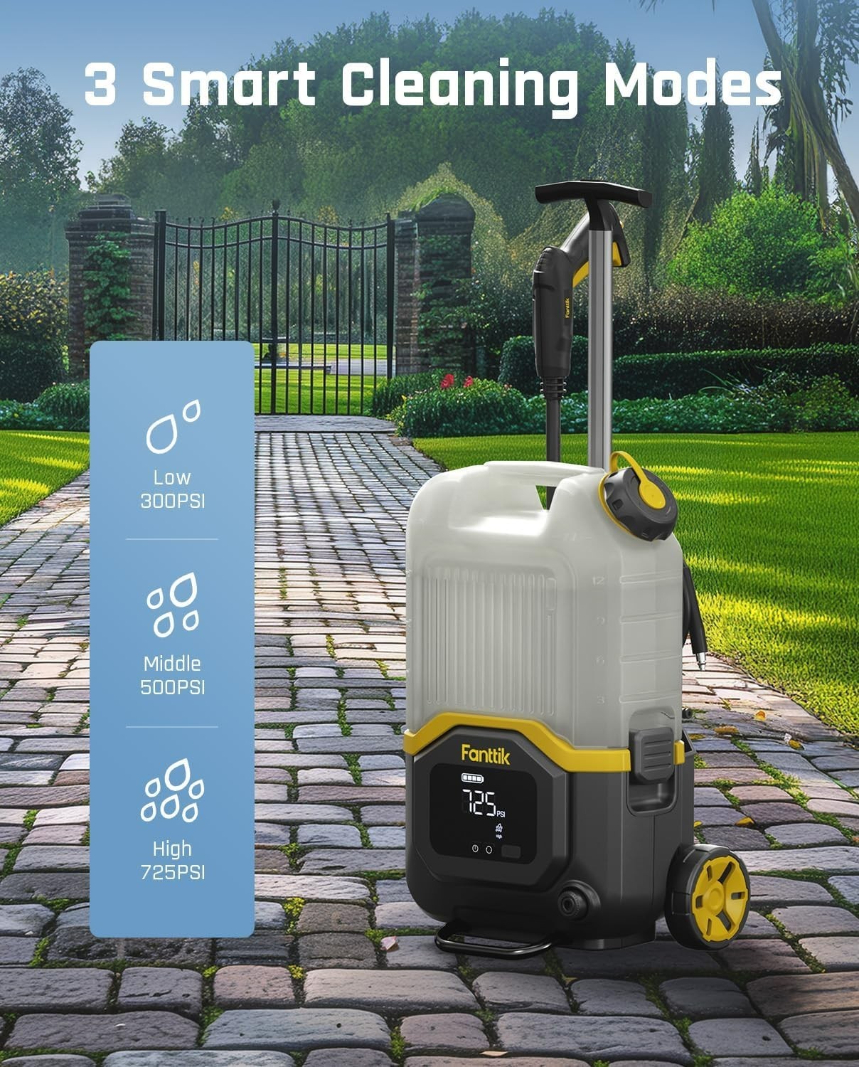 NB8 Ultra Cordless Pressure Washer 725PSI, 5-in-1 Nozzle, 20FT Hose