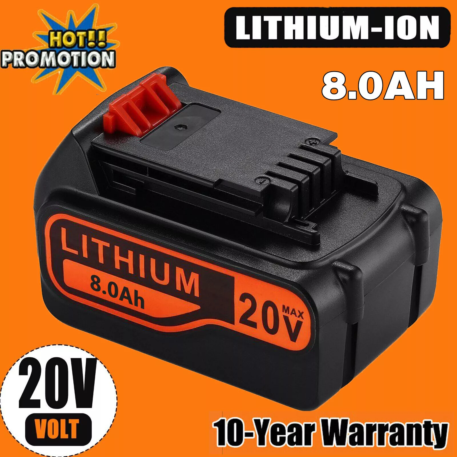 2PCS 8.0Ah 20Volt LB2X4020 Battery FOR Black&Decker 20V MAX Lithium LBXR20 LBX20