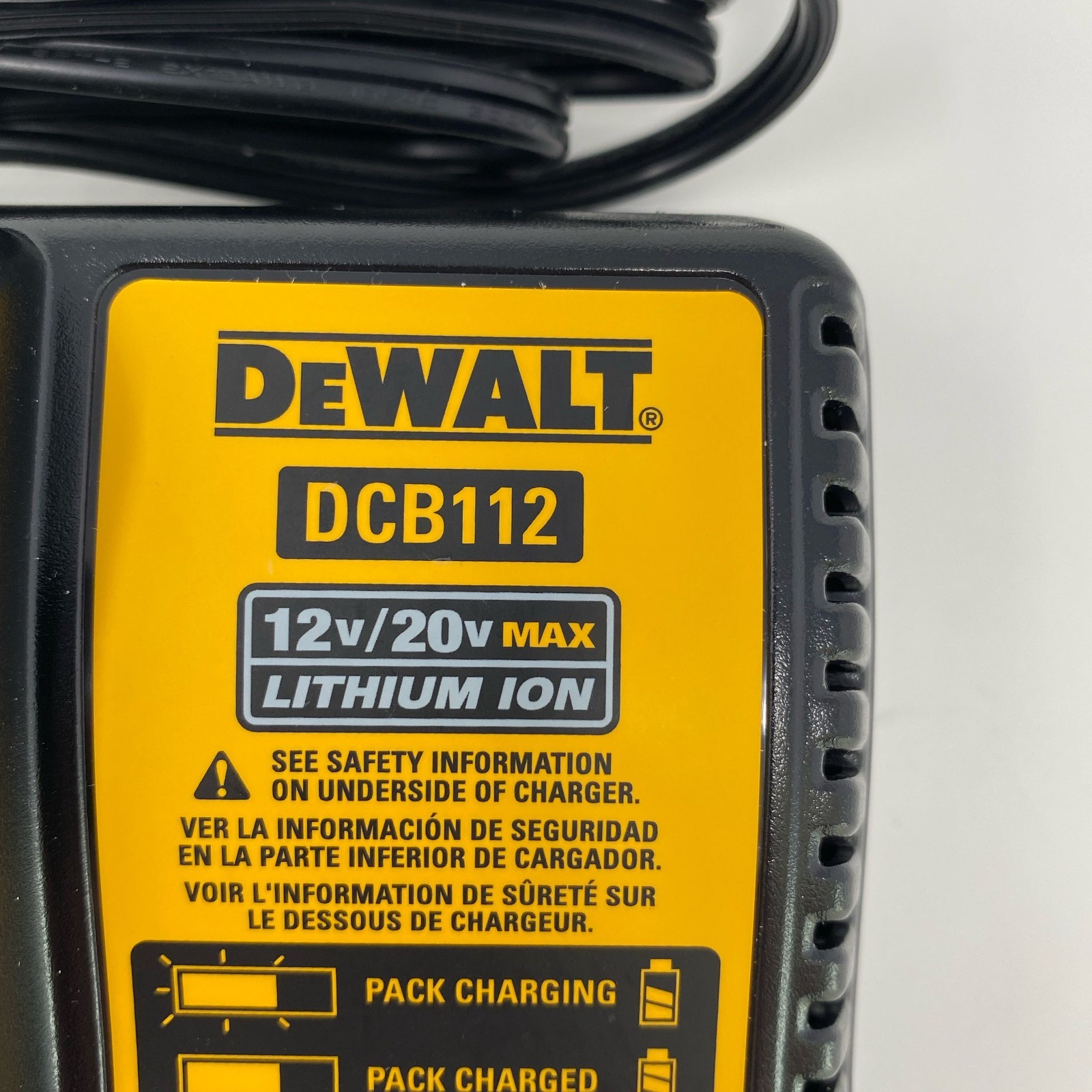 DEWALT DCB112 12V/20V MAX Li-Ion Battery Charger – Black/Yellow
