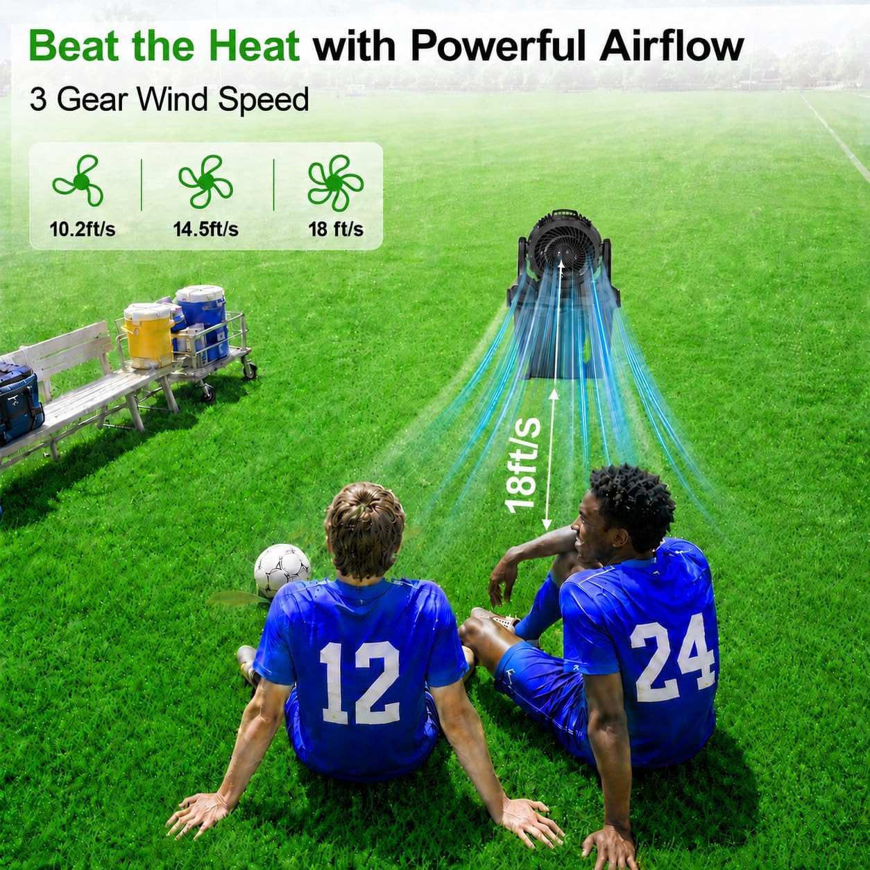 1.35 Gal Portable Misting Fan, Outdoor Fans for Patios, [Max 30H] Rechargeable
