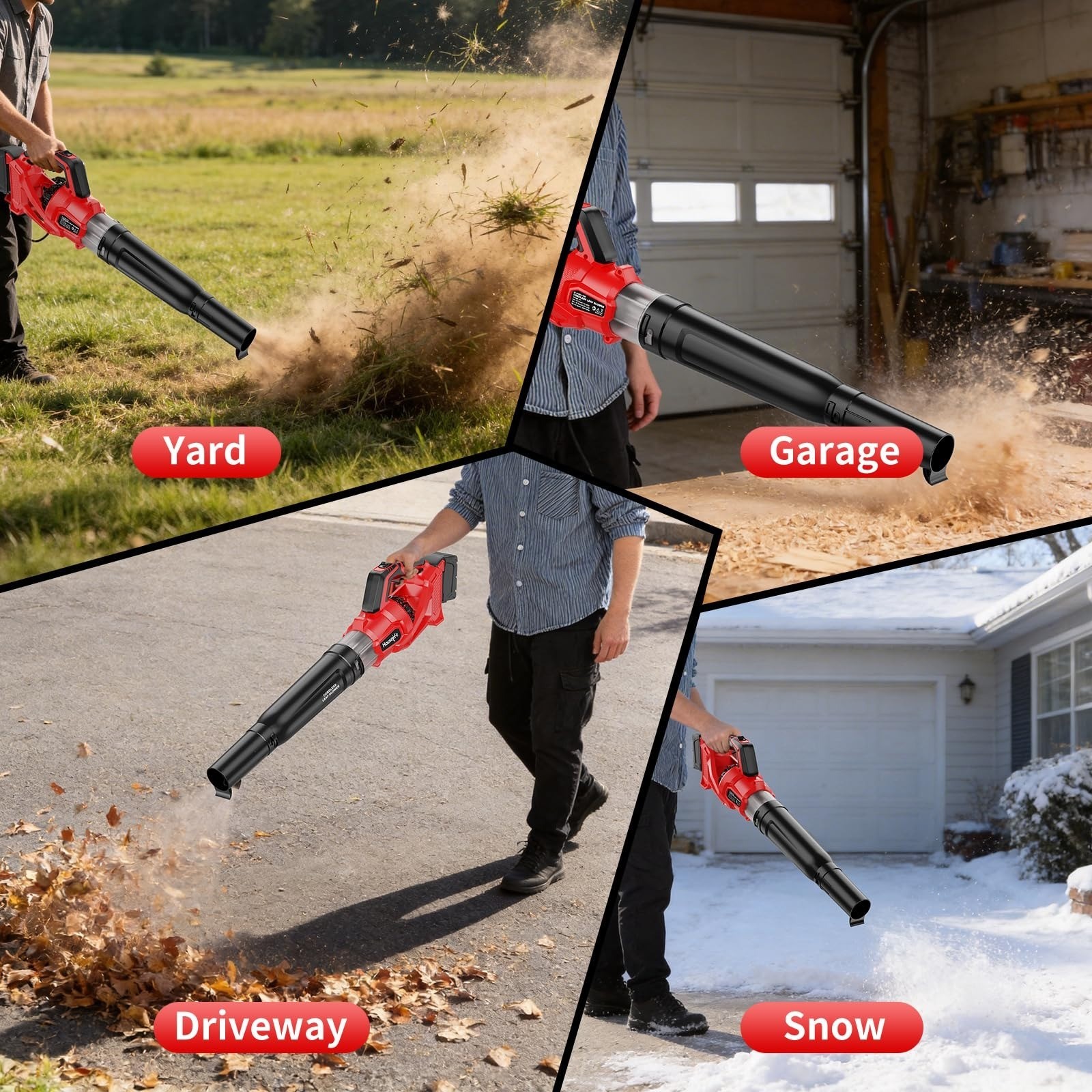 Houselife 600 CFM Cordless Leaf Blower, Battery Powered, 150 MPH Turbo