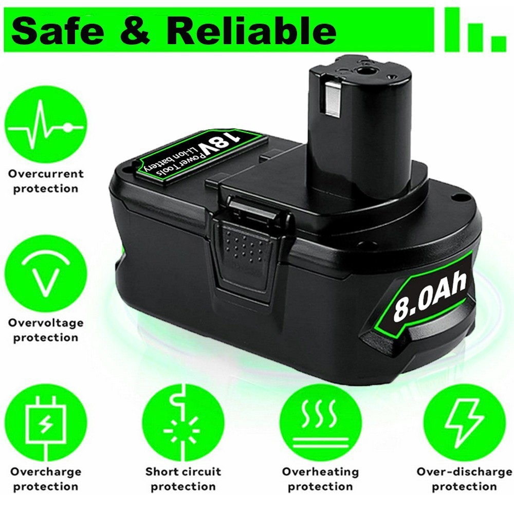 PACK For RYOBI 18V 8.0Ah P108 High Capacity Battery 18Volt Lithium-Ion One Plus