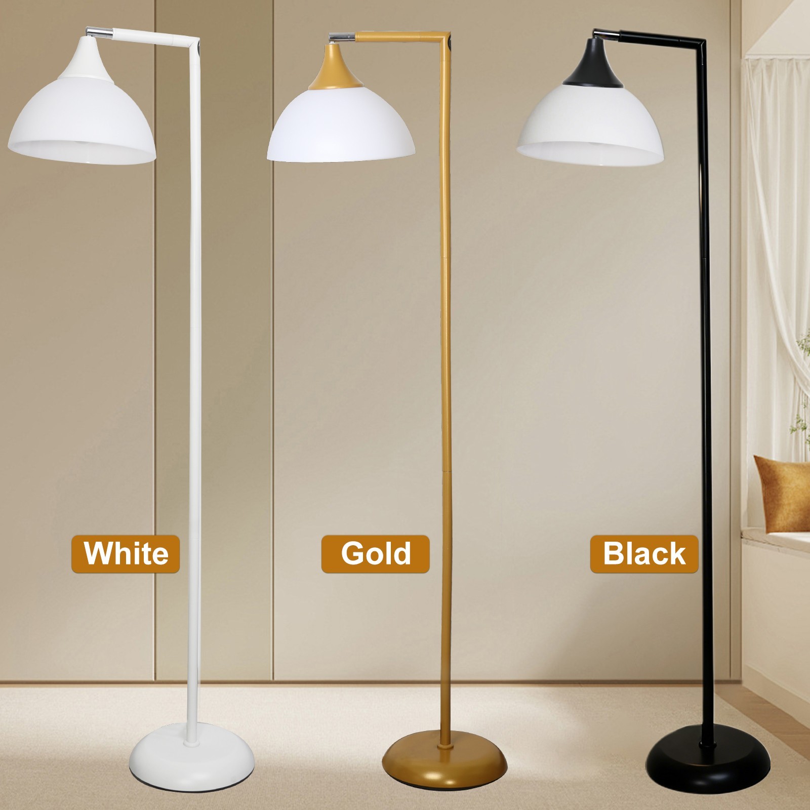 Anrotix LED Floor Lamp Horn-Shaped Metal Standing Light Remote Dimmable Folding